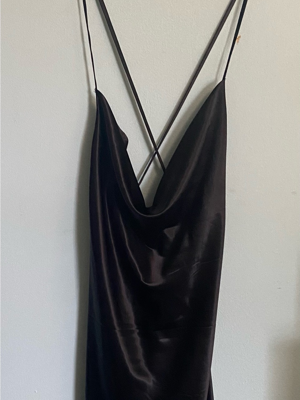 H&M Black Satin Cowl Neck Strapless Slip Dress